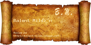 Balent Milán névjegykártya